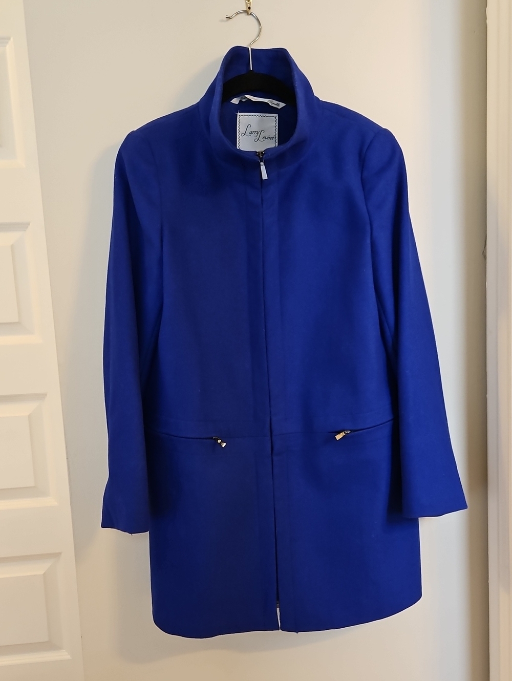 Larry Levine Cobalt Blue Zip-Front Coat